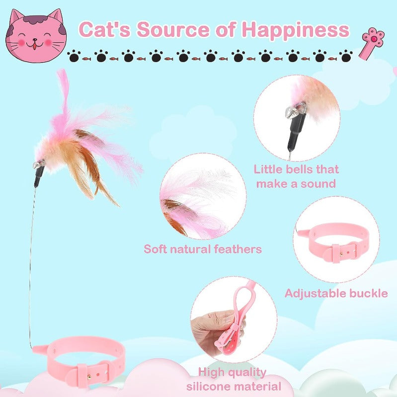 4-Pack Cat Collar Feather Toys